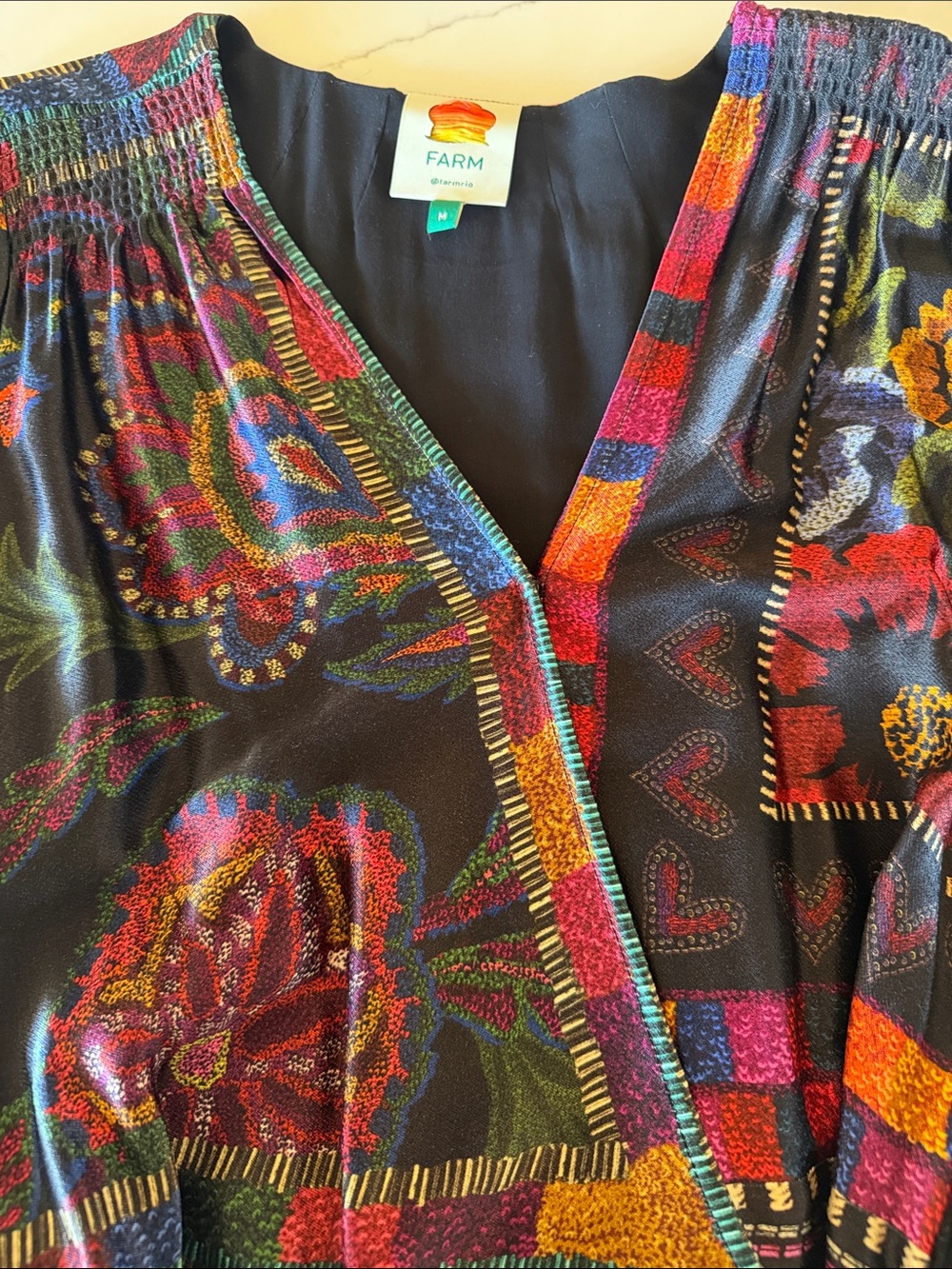 Farm Rio Mixed Scarves Mini Wrap Dress Size Medium - Picture 3 of 6